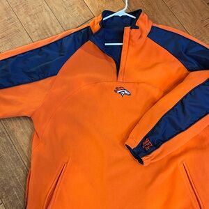 Denver Broncos Reversible Reebok Navy and Orange Lightweight Pullover 1/4 Jacket